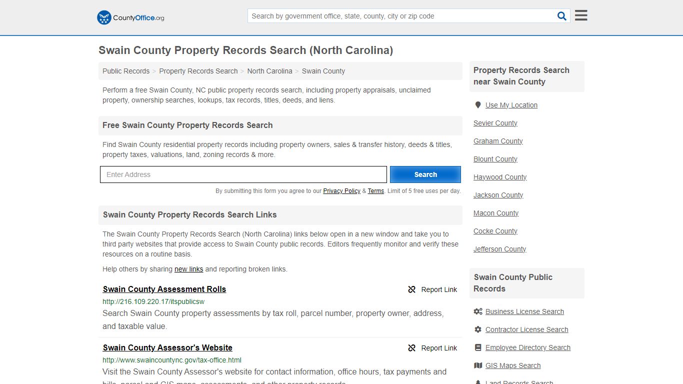 Swain County Property Records Search (North Carolina) - County Office