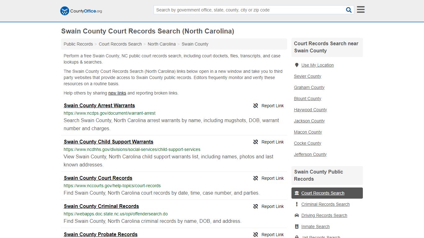 Swain County Court Records Search (North Carolina) - County Office